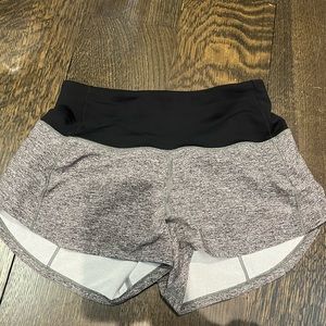 Lulu lemon gray shorts with black waste band,low rise speed ups, Length: 2.5.